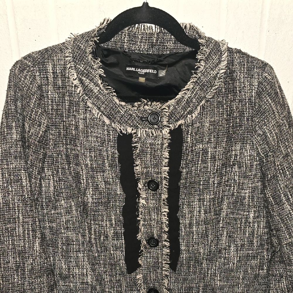Karl Lagerfeld Textured Black and Gray Blazer